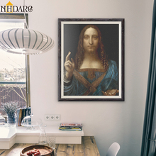 Leonardo Da Vinci Salvator Mundi, lienzo clásico, arte impreso, pintura, póster, Pictrues de pared para sala de estar, decoración del hogar, sin marco 2024 - compra barato