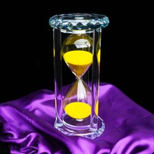 Ampulheta de cristal temporizador 15 30 45 60 minutos decoração para casa mesa estatuetas miniatura presente aniversário 2024 - compre barato