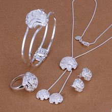 Sets 925 jewelry silver plated Sets  jewelry silver plated Trendy Jewelry Sets Roses Jewelry Wholesale Free Shipping aosi LS245 2024 - buy cheap
