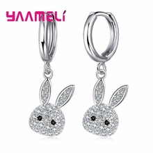 Pendientes tipo botón de plata fina con forma de conejo para mujer y niña, gran oferta, accesorios para las orejas, 925 2024 - compra barato