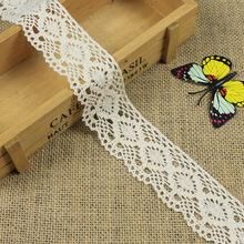 20Yards Cotton Lace Ribbon Beige White 4.3cm Wide Handmade Wedding Party Gift Packing Patchwork Cotton Crocheted Lace trims 2024 - buy cheap