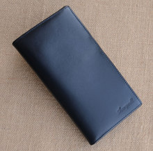 Shengwell-carteira de couro genuíno para homens, comprida, organizadora, dobrável, com porta-cartões 2024 - compre barato