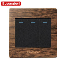 Bcsongben настенный выключатель, роскошный, 3-позиционный, 2-позиционный, светильник, выключатель, панель из матового дерева 10 А AC 110 ~ 250 В 2024 - купить недорого
