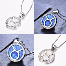 Cute Women White Blue Opal Stone Pendant Necklace Silver Color Choker Wedding Necklaces New Fashion Taurus Jewelry 2024 - buy cheap