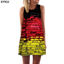 Kyku bandeira alemã vestido feminino alemanha estilo coreano graffiti senhoras vestidos harajuku vestido sexy tanque do vintage das mulheres roupas 2024 - compre barato