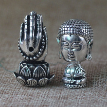 Бусины 5 шт./лот с молитвенными руками и лотосом, бусины для четки, бусины с 3 отверстиями, металлические бусины-разделители Будды, тибетские буддистские принадлежности 2024 - купить недорого