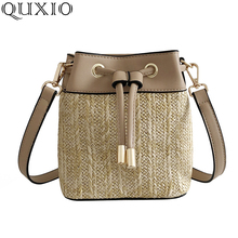 New Drawstring Women's Straw Bucket Bag Summer Woven Shoulder Bags Shopping Purse Beach Handbag Straw Handbags Travel Bag PYL01 2024 - buy cheap