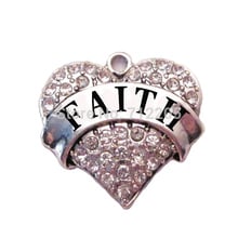 10pcs a lot rhodium plated fashion FAITH Crystal Heart Family Pendant(P100196) 2024 - buy cheap