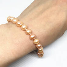 Natural freshwater cultured orange pearl approx hot sale round beads 7-8,8-9mm charms bracelet jewelry 7.5inch B1525 2024 - buy cheap