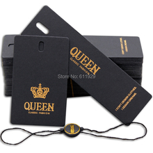 top grade customized black cardboard matte paper tag with golden stamping/clothing hang tag/garment printed tags 1000 pcs a lot 2024 - buy cheap