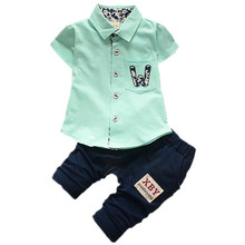 Conjunto de ropa de algodón para bebé, niño y niña, camiseta con letras bordadas, pantalones, chándal de moda, 2 unids/set 2024 - compra barato