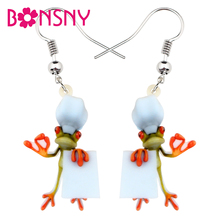 Bonsny Acrylic Anime Cook Chef Frog Earrings Drop Dangle Funny Cute Animal Jewelry For Women Girls Gift Charms Bijoux Brincos 2024 - buy cheap
