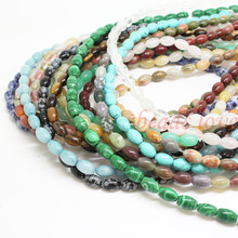 Pick style 1Strand 16"(43pcs)Natural stone Oval Loose Beads 6mm*9mm (w02964-w02980)Free Shipping 2024 - buy cheap