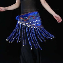 Mulheres Traje de Dança Do Ventre Hip Scarf Belt Velvet Lantejoulas Douradas Moedas 4 Cores 2024 - compre barato