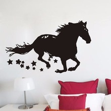 Wild Horse Vinyl Wall Decals Running Horse Decorative Stickers Home Living Room Decor Horse With Stars Removable Poster AZ456 2024 - buy cheap