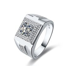 Anel de diamante de prata exclusivo, 1ct, luxo para homens, micro-empedrado, anéis de casamento masculinos, prata esterlina 925, anel banhado a platina 2024 - compre barato