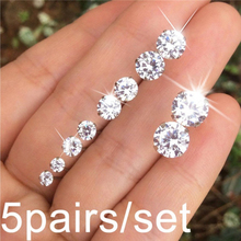 Fashion Wedding Earrings Set For Women 5 Pairs 9 Colors Crystal Stud Earrings Set Charm Jewelry orecchini donna Bijoux Brincos 2024 - buy cheap