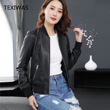 TEXIWA Plus Size 3XL100% Sheepskin Coats tops Punk Bomber Genuine leather jacket Women Fashion street Outerwear Baseball jacket 2024 - buy cheap