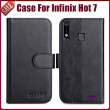 Mais vendidos! Capa para infinix hot 7, capa protetora de couro com flip de alta qualidade, 6 cores 2024 - compre barato