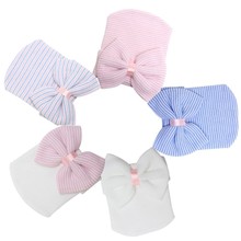Newborn baby hat Toddler Baby Warm Hat Striped Caps Soft Hospital Girls Hats Bow Beanies for Newborn 0-3M Send Earring as gift 2024 - buy cheap