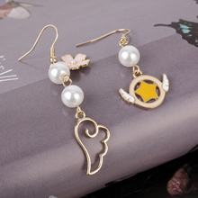 Fashion Jewelry Accessories Metal Enamel Angel Wing Star Heart Card Captor Sakura Dangle Earring Women Girl Cosplay Party Gift 2024 - buy cheap