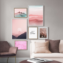 Pintura em tela de arte de parede, rosa, paisagem, montanha, sorvete, arte de parede, posteres e impressões, imagens de parede para decoração de sala de estar 2024 - compre barato