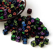 200Pcs 6mm Black Cube Mixed color Cross Acrylic Spacer Beads For Jewelry Making DIY Necklace 2024 - buy cheap