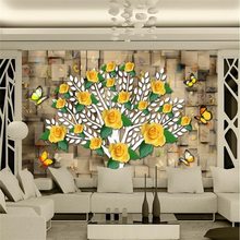 beibehang 3d wallpaper murals custom living room bedroom yellow rose open butterfly fashion 3D mural background wall decoration 2024 - buy cheap