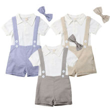 Roupa masculina de verão para meninos, macacão de manga curta + calças de macacão para bebês de 0 a 24 meses