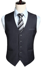 Men's Wedding Business Formal Dress Vest Suit Slim Fit Casual Tuxedo Waistcoat Fashion Solid Color 2024 - buy cheap