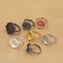 Configurações de anel em branco com bases para cabochões de pedra de resina, coroa redonda, descobertas de joias faça você mesmo multicores banhadas 2024 - compre barato