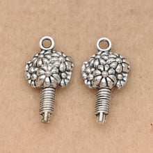 10pcs Flower Charm Pendant Antique Silver Plated Jewelry DIY Making Bracelet Accessories Handmade 22x12mm 2024 - buy cheap