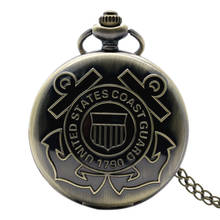 Retro 1790 Bronze United States Coast Guard Theme Fob Pocket Watch with Necklace Chain  Men Ladies Best Gift 2024 - buy cheap