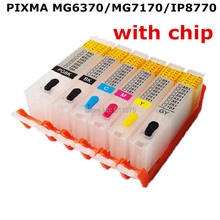1 set  For CANON PIXMA MG6370 MG7170 IP8770 printer PGI-750 BK CLI-751 refillable ink cartridges 6 color with permanent chips 2024 - buy cheap