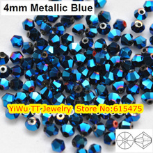 Free Shipping, 288pcs/Lot 6mm  metallic blue color Chinese Top Quality Crystal Bicone Beads 2024 - buy cheap