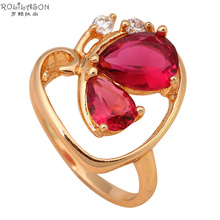 Gold tone Fashion Jewelry Nickel & Lead Free Plating Rose Crystal Rose Zircon Rings USA Size #6.25 #6 #8 JR1642 2024 - buy cheap