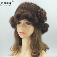 Mink Wool Knit Hat Hats Women'S Hats Authentic Fur Princess Hats Natural Fur Russian Hats Elastic Winter Warm Women'S Hats 2024 - buy cheap