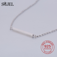 SMJEL 100% 925 Sterling Simple Bar Necklace Women Personalize Jewelry Necklaces Women Geometric Pendant Gift sieraden 2024 - buy cheap
