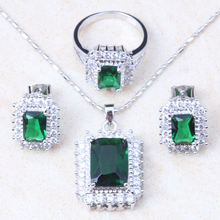 Silver Colour Necklace & Pendants Earrings Sets jewelry Zircon Fashion jewelry Ring T072 2024 - buy cheap