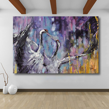 large 100% hand painted knife animal Oil Painting on Canvas Abstract Animal Wall Art for Home Decoration Crowned crane painting 2024 - buy cheap