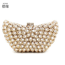 XIYUAN-Bolso de mano de cristal para mujer, diseño de moda, con cuentas, diamantes de imitación brillantes, para boda y fiesta 2024 - compra barato