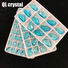 Strás de cristal azul lago AX para coser, cristales planos para vestido de boda, bolsos, zapatos, ropa, DIY, todas las tallas 2024 - compra barato