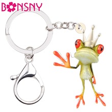 Bonsny Acrylic Cartoon Prince Frog Key Chains Keychains Holder Fashion Cute Animal Jewelry For Women Girls Teens Bag Car Charms 2024 - buy cheap