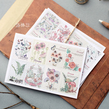 Adesivo de papel coreano retrô para decoração, 3 folhas/conjunto, pintado à mão, floral, diário, sushi, scrapbook 2024 - compre barato