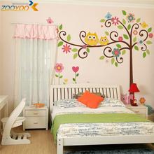 Owls On Tree Branch Decorative Wall Stickers For Kids Room Home Decoration Cartoon Wall Pvc Decor An 2024 - buy cheap