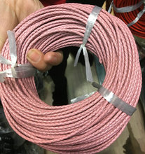 Плетеный кожаный плетеный шнур круглый из натуральной кожи шнурок для ремесла полоса для ожерелья браслет розовый 3 мм 2024 - купить недорого