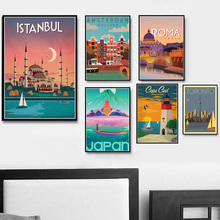 Cartel de paisaje de Nueva York, Países Bajos, París, Francia, Vintage, viaje, ciudades, pintura de cuadros artísticos de pared, habitación, decoración del hogar 2024 - compra barato