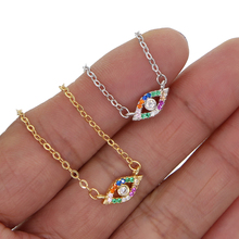 Spring colorful cz drop charm Gold filled turkish evil eye lucky women gift rainbow cz stone trendy classic eye necklace jewelry 2024 - buy cheap