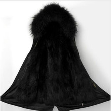 Женское пальто с капюшоном из меха енота, парка из натурального меха, женская верхняя одежда, длинная Съемная зимняя куртка 2024 - купить недорого
