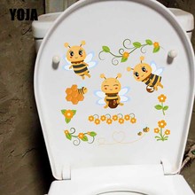 YOJA 23X22.4CM Cartoon Wall Stickers Toilet Decal Kids Room Decoration Beatiful Flowers And Funny Bee T5-0963 2024 - buy cheap